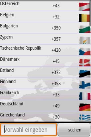 Ländervorwahl Verzeichnis